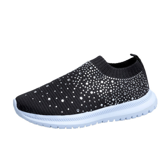 Damen Sportliche Slip-On Sneakers mit funkelndem Strassdesign Heidi-Mode