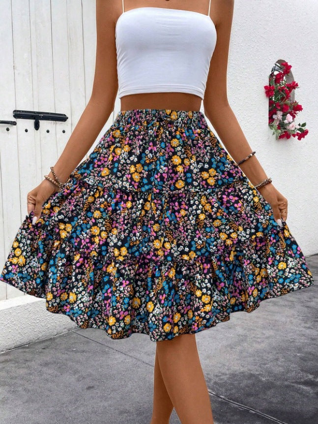 Damen Sommerrock mit charmanten Volantdetails und floralem Muster Heidi-Mode