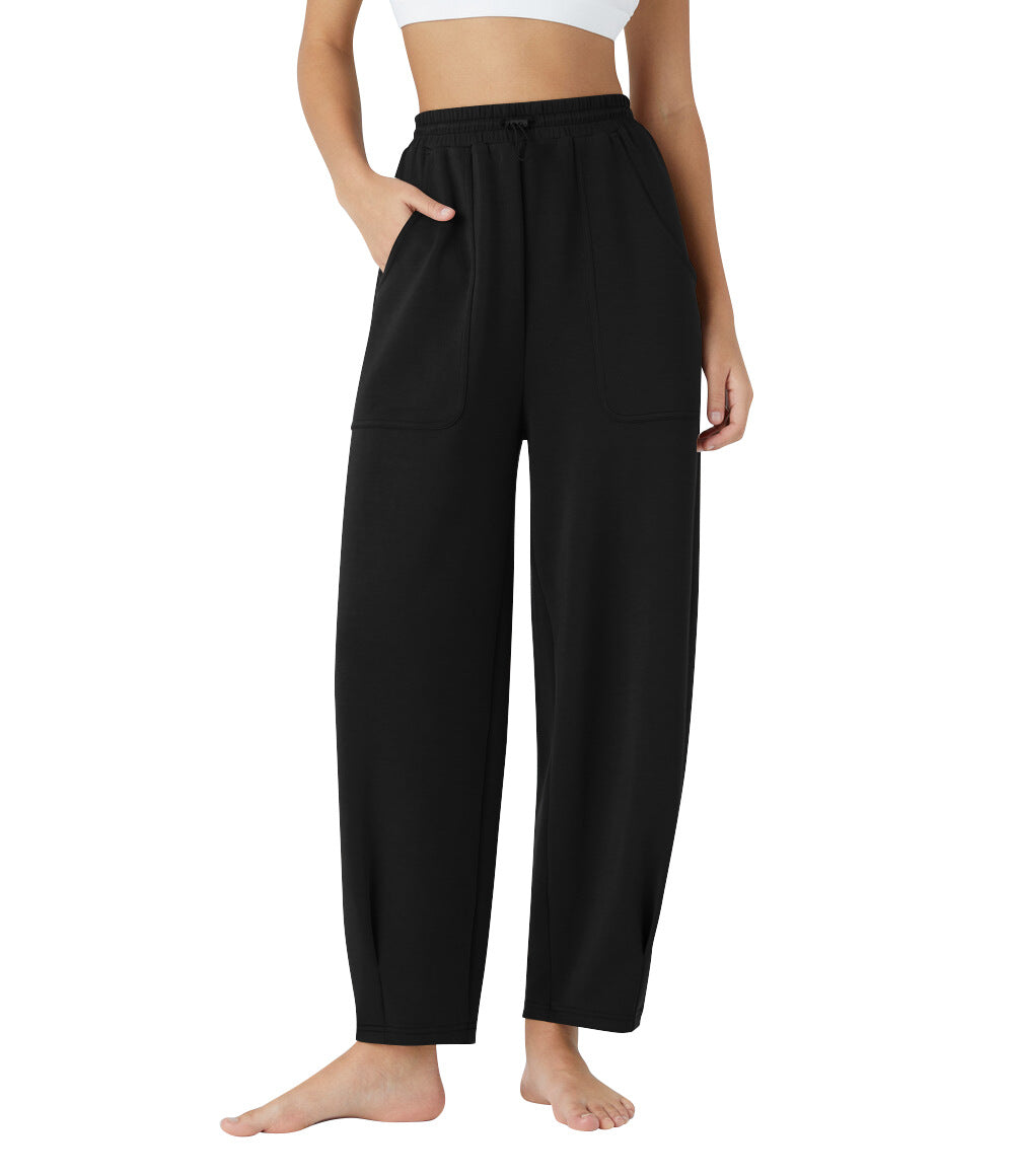 Damen weite Freizeithose mit elastischem Bund und praktischen Taschen Heidi-Mode