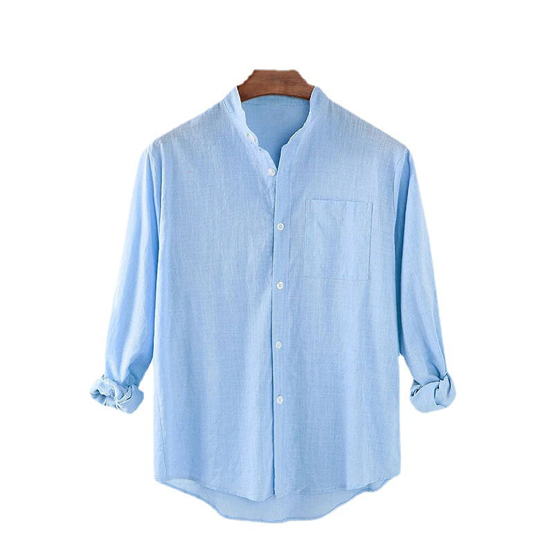 Herren Lässiges Langarmhemd aus leichtem Leinen Heidi-Mode