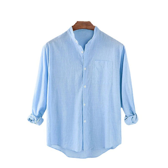 Herren Lässiges Langarmhemd aus leichtem Leinen Heidi-Mode