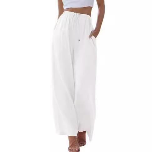 Damen Weite Palazzo-Hose mit elastischem Bund und praktischen Taschen Heidi-Mode