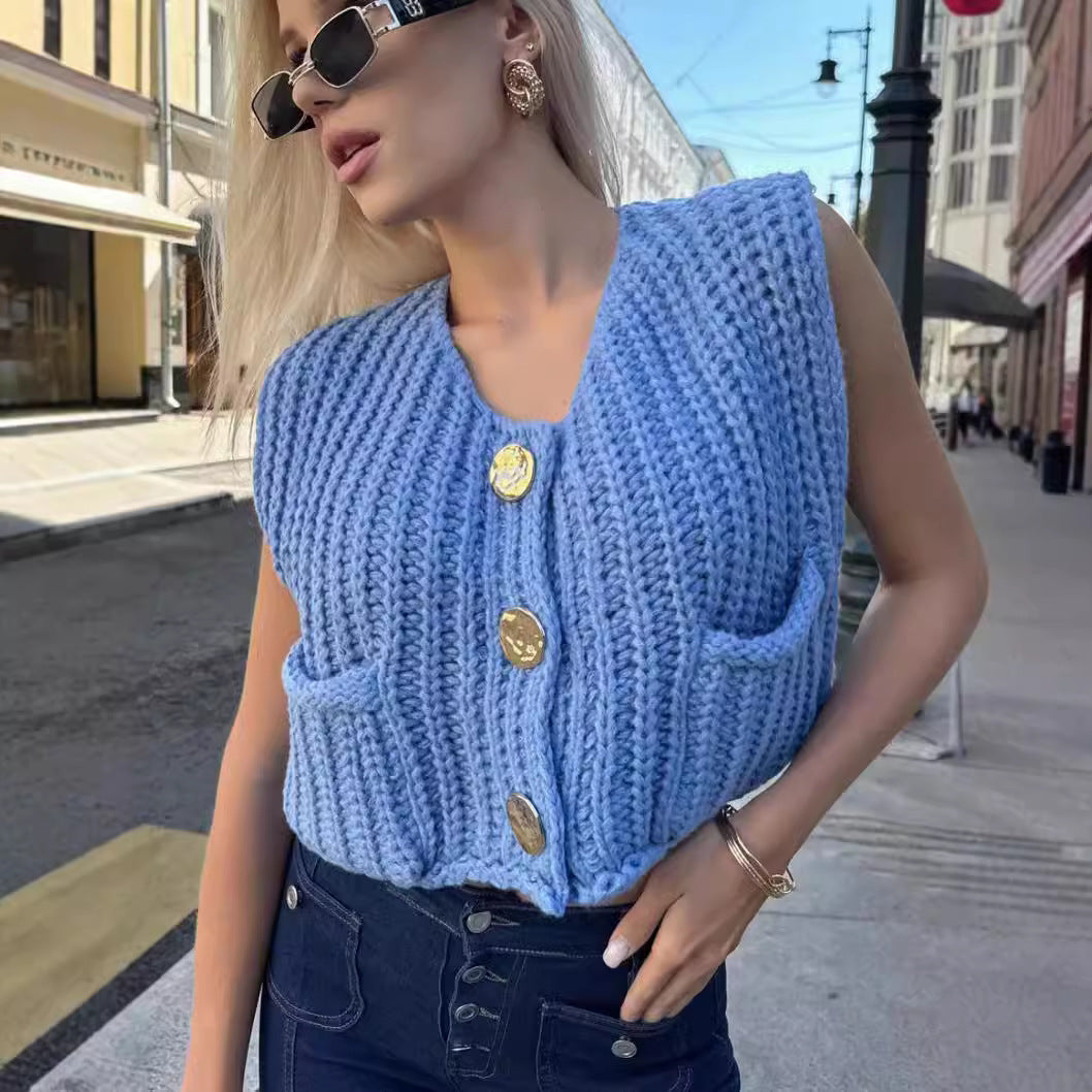 Damen Strickweste mit Taschen Heidi-Mode