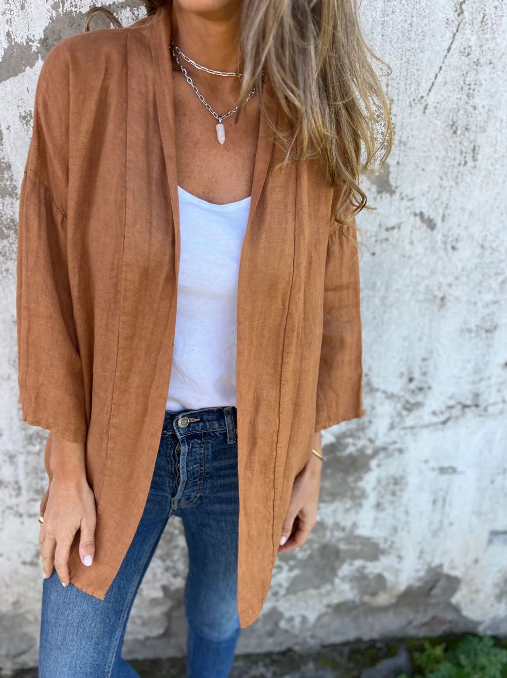 Damen lässige Sommerjacke aus leichtem Leinen Heidi-Mode