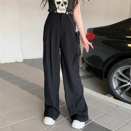 Damen weite Anzughose mit eleganten Falten und hohen Bund Heidi-Mode