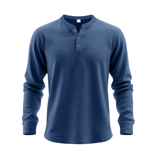 Herren Langarm-Henley-Shirt aus weichem Baumwollmix Heidi-Mode