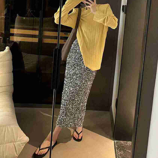Heidi-Mode | Elegante Schlitzelastische Gerade Lange Rock