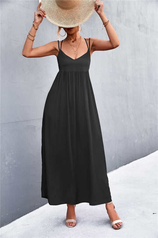 Damen Maxikleid mit feinen Spaghetti-Trägern Heidi-Mode