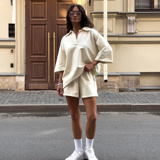 Damen Oversized Poloshirt mit modernen Schnitt und flexibel dehnbaren Ärmeln Heidi-Mode