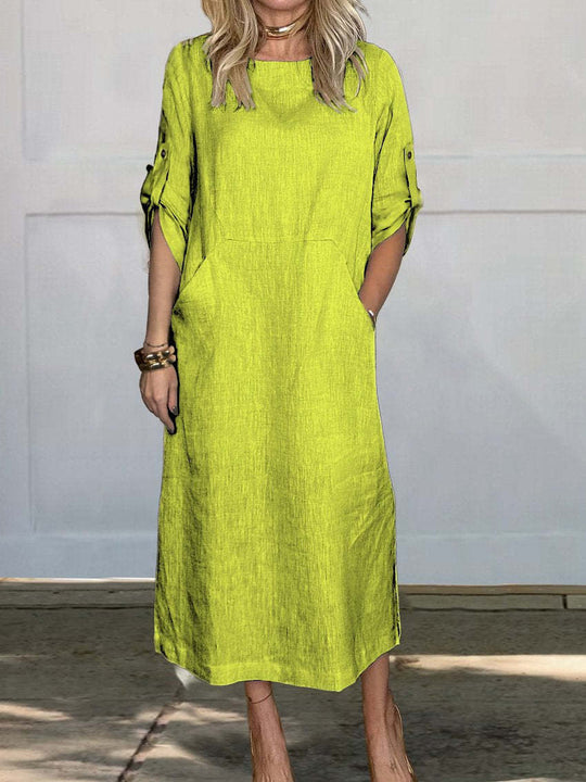 Damen Freizeit Maxi Kleid mit Taschen Heidi-Mode