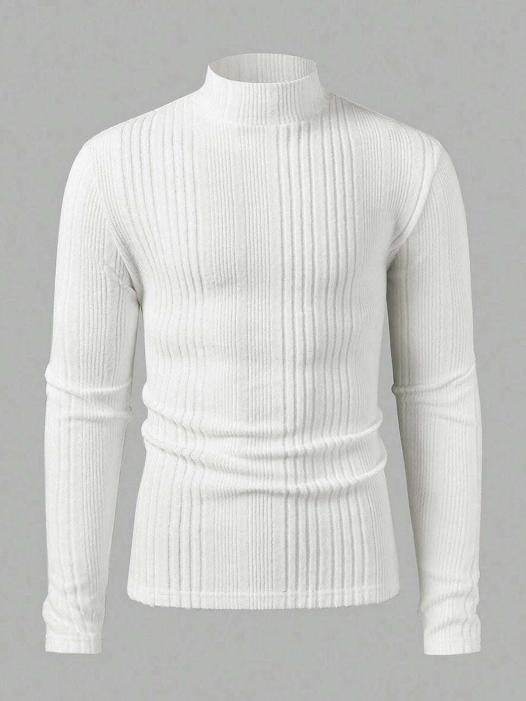 Herren Strickpullover mit hohem Kragen und Rippstruktur Heidi-Mode