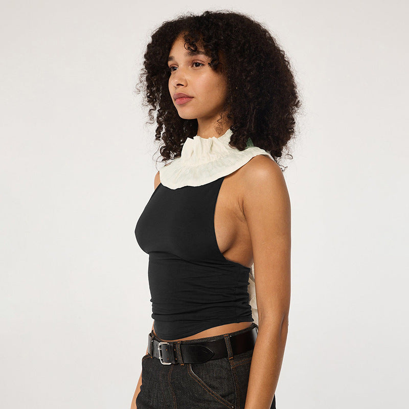 Damen Top mit voluminösem Kragen und figurschmeichelndem Schnitt Heidi-Mode