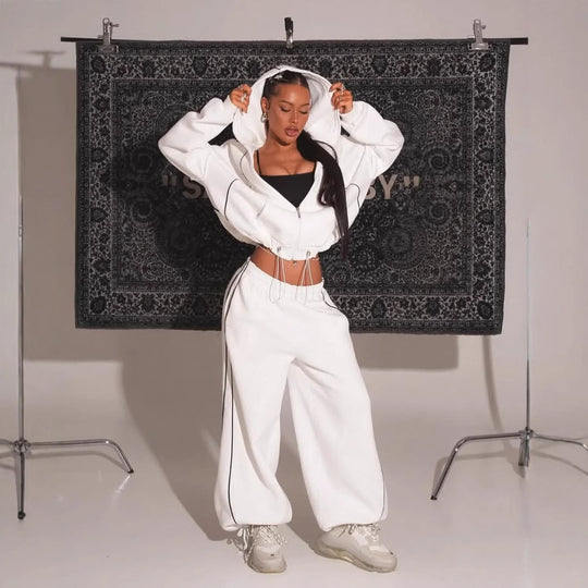Damen lässiger Oversized Sportanzug mit reflektierenden Details Heidi-Mode
