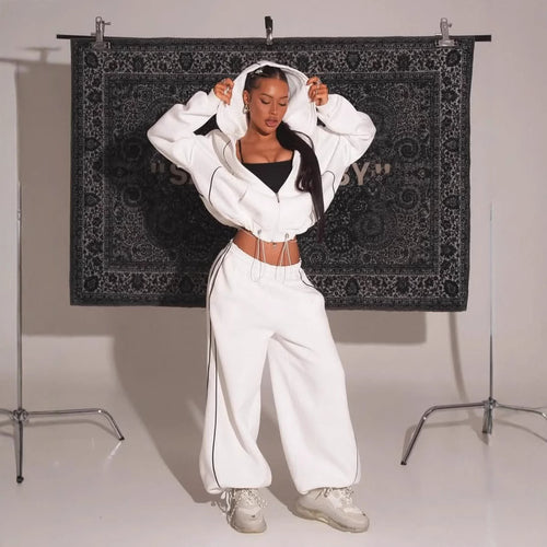 Damen lässiger Oversized Sportanzug mit reflektierenden Details Heidi-Mode
