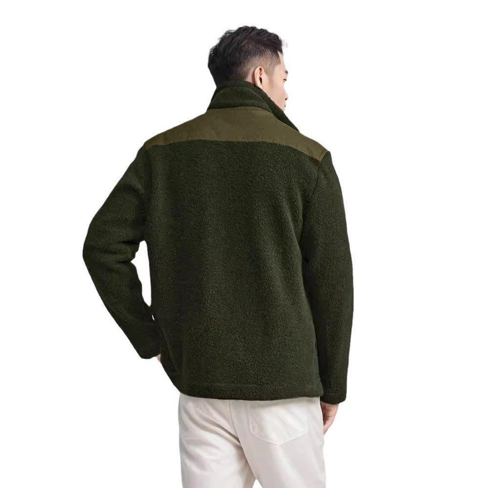 Herren Fleecejacke mit hohem Kragen und praktischen Taschen Heidi-Mode