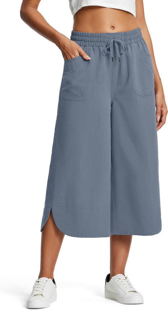Damen lässige Culotte mit elastischem Bund und praktischen Seitentaschen Heidi-Mode