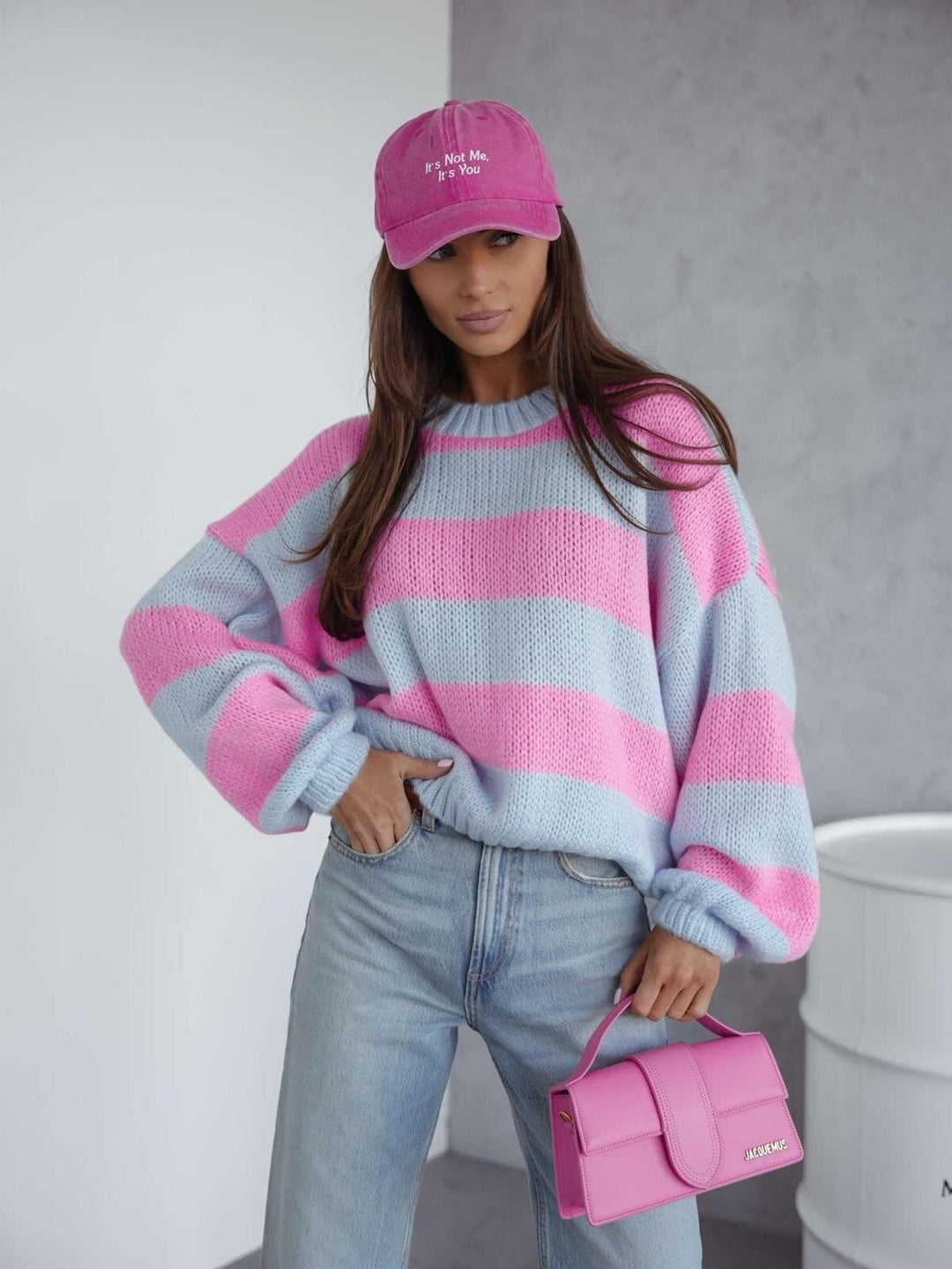 Damen lässiger Strickpullover mit luftiger Struktur und lockeren Ärmeln Heidi-Mode