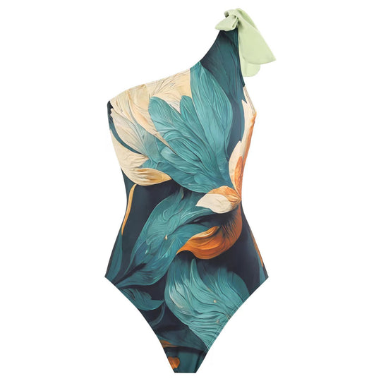 Damen Badeset mit asymmetrischem Badeanzug und elegantem Wickelrock Heidi-Mode