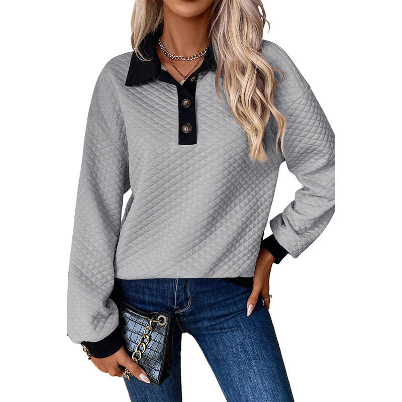 Damen stylischer und bequemer Sweatshirt mit Kragen Heidi-Mode