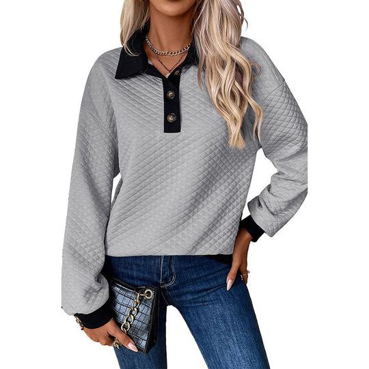 Damen stylischer und bequemer Sweatshirt mit Kragen Heidi-Mode