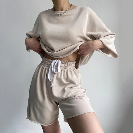 Damen Bequemes Loungewear-Set aus hochwertigem Sweatstoff mit lockerem Schnitt Heidi-Mode