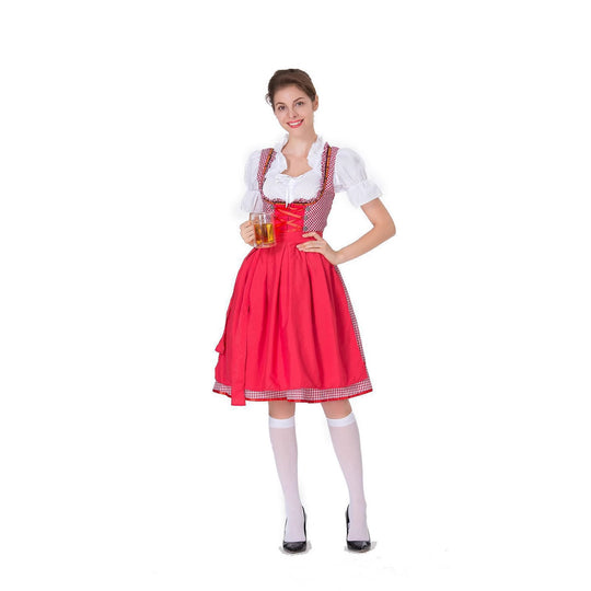 Damen Trachtenkleid mit romantischen Karomustern und verspielten Rüschen Heidi