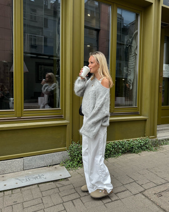 Damen Weicher Pullover aus Mohair-Mix mit oversized Ärmeln Heidi-Mode