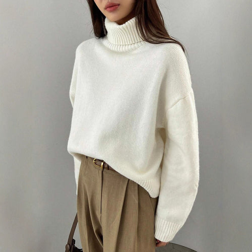 Damen oversized Rollkragenpullover aus weichem Material Heidi-Mode