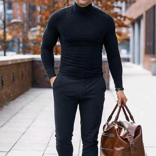 Herren Rollkragenpullover aus weichem Stretchmaterial Heidi-Mode