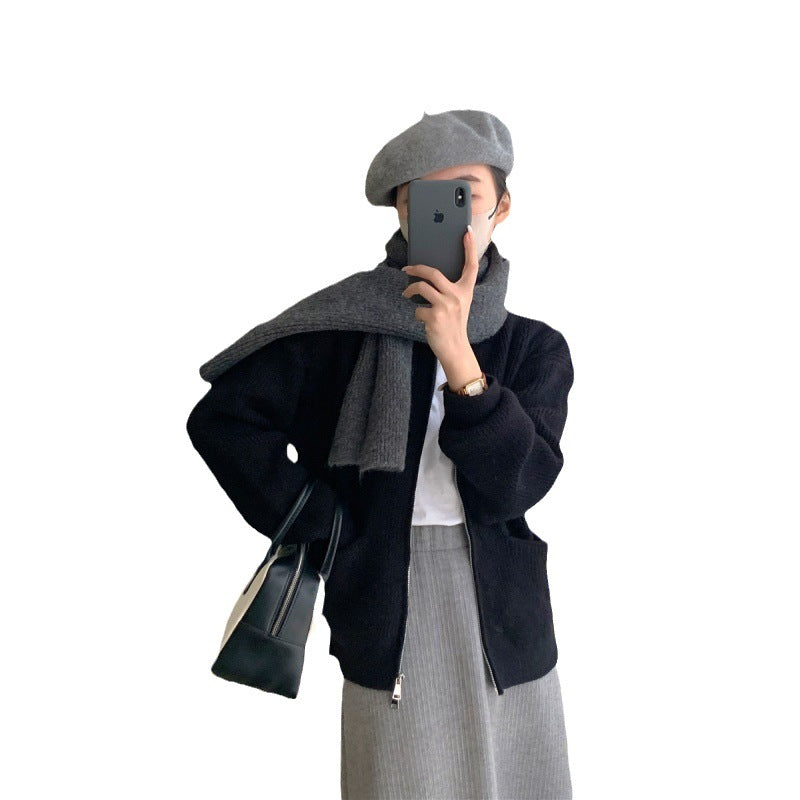 Damen Kuscheliger Strickcardigan mit Reißverschluss und gemütlicher Passform Heidi-Mode