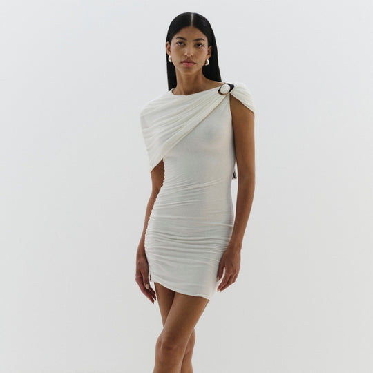 Damen figurbetontes Wickelkleid mit asymmetrischem Kragen Heidi-Mode