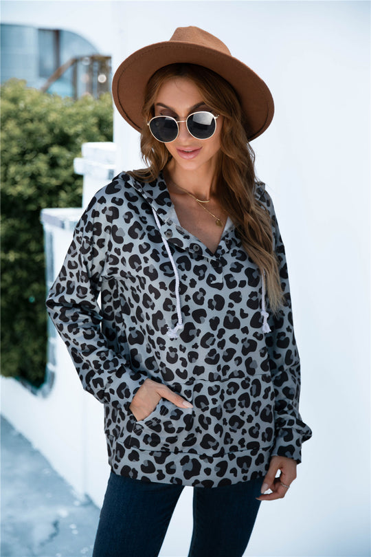 Damen Kapuzenpullover mit exklusivem Tiermuster und bequemer Passform Heidi-Mode