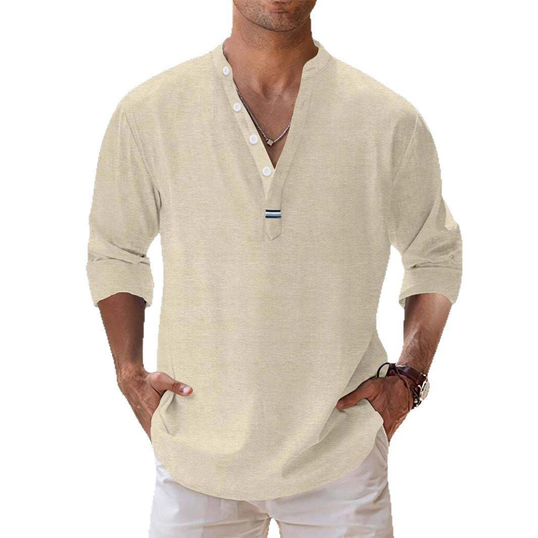 Herren Langarmshirt mit modischer Knopfleiste und elegantem Kragen Heidi-Mode