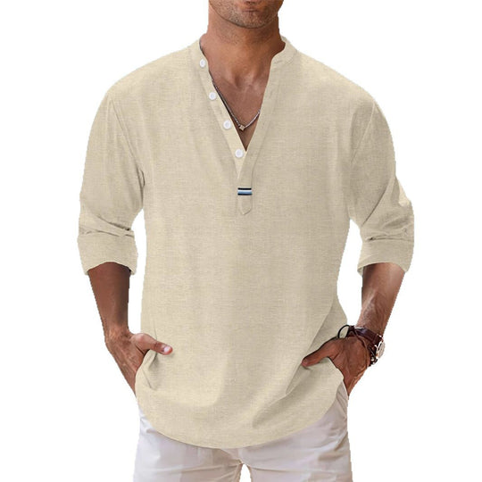 Herren Langarmshirt mit modischer Knopfleiste und elegantem Kragen Heidi-Mode
