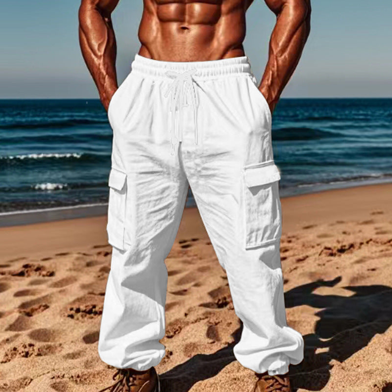 Herren lässige Cargo-Hose mit praktischen Seitentaschen und elastischem Bund Heidi-Mode