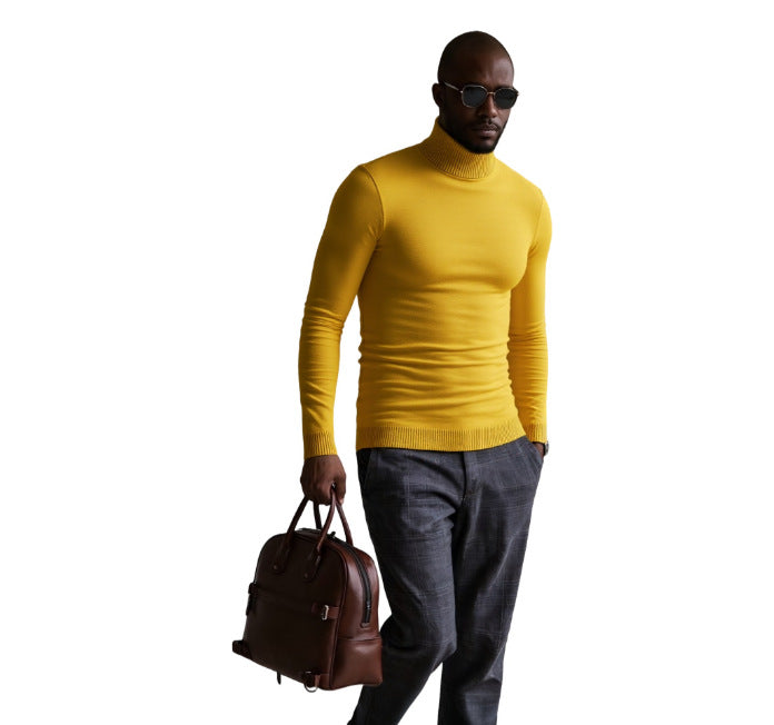 Herren rollkragen pullover mit feiner Struktur Heidi-Mode