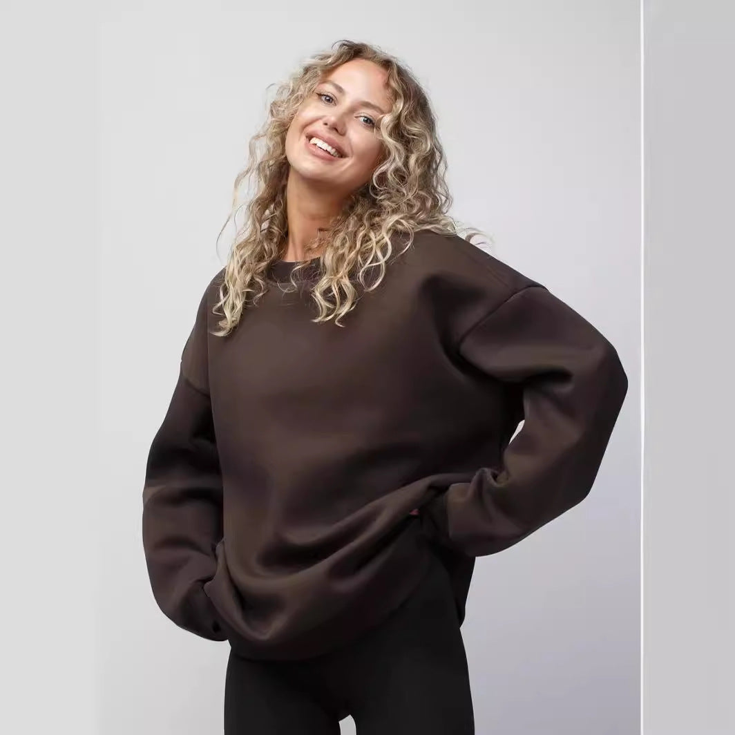 Damen Oversized Sweatshirt mit lässigem Schnitt und hohen Bündchen Heidi-Mode