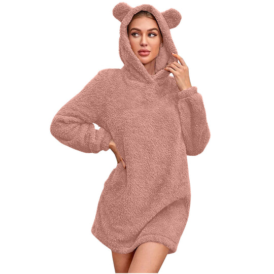 Damen Kuscheliger Hoodie mit Bärenohren Heidi-Mode