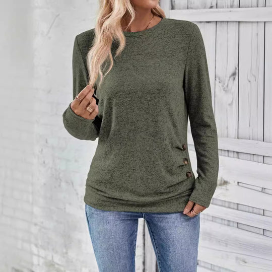 Damen lässiges Langarmshirt mit asymmetrischem Schnitt Heidi-Mode