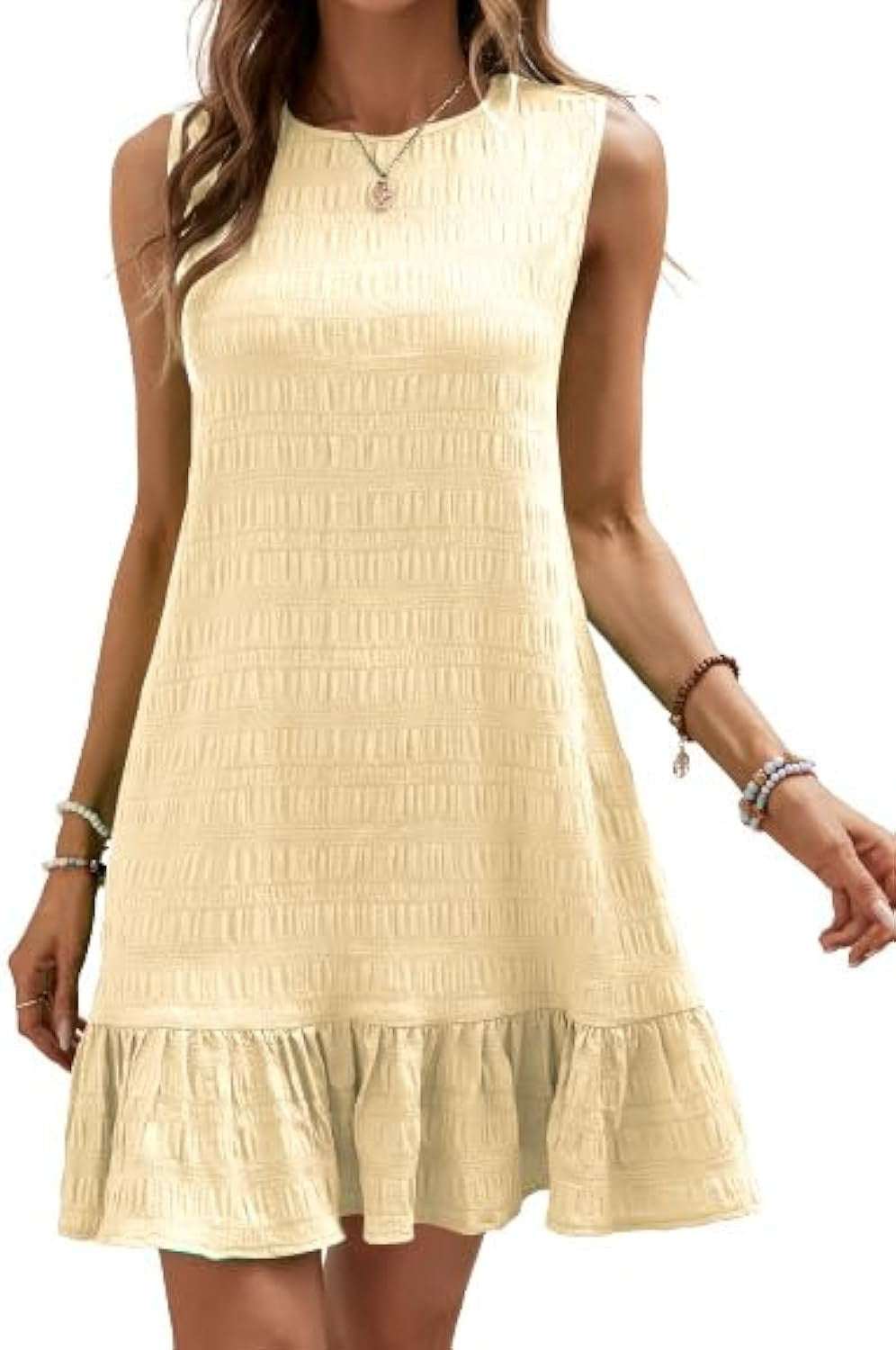 Damen Sommerliches Kleid mit Volantabschluss und strukturierter Oberfläche Heidi-Mode