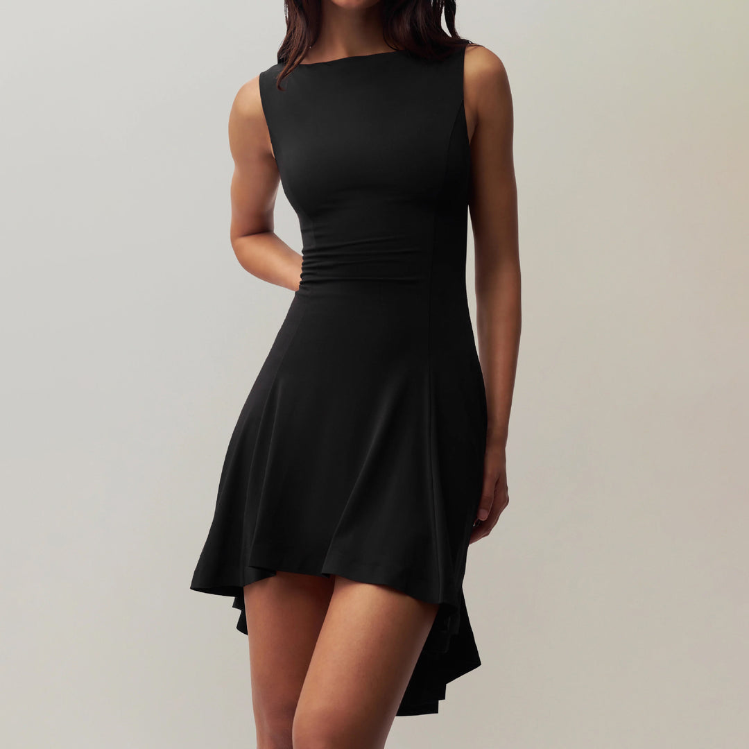 Damen elegantes Kleid mit asymmetrischem Saum und figurbetontem Design Heidi-Mode