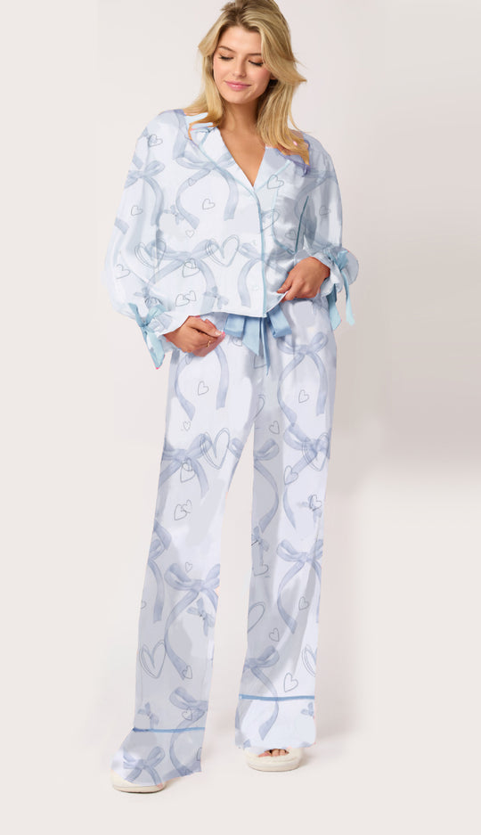 Damen Schlafanzug-Set mit niedlichen Schleifenmotiven Heidi-Mode