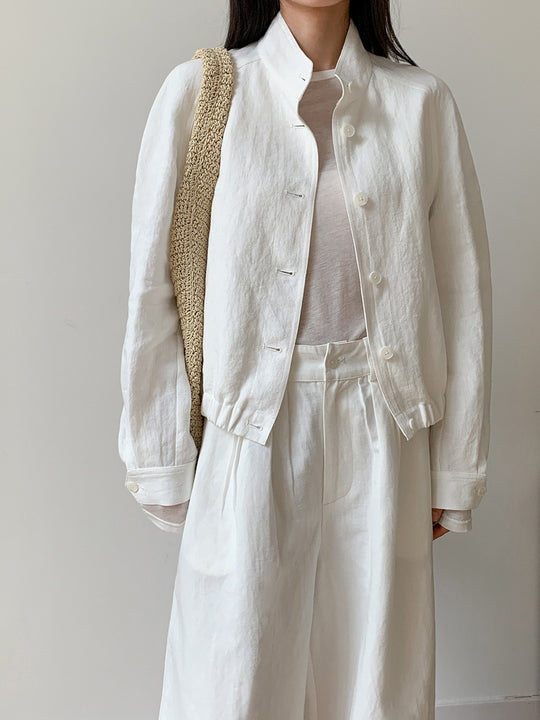 Damen lässige Jacke mit Knopfleiste und elastischem Bund Heidi-Mode