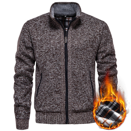 Herren Strickjacke mit hohem Kragen und praktischem Reißverschluss Heidi-Mode