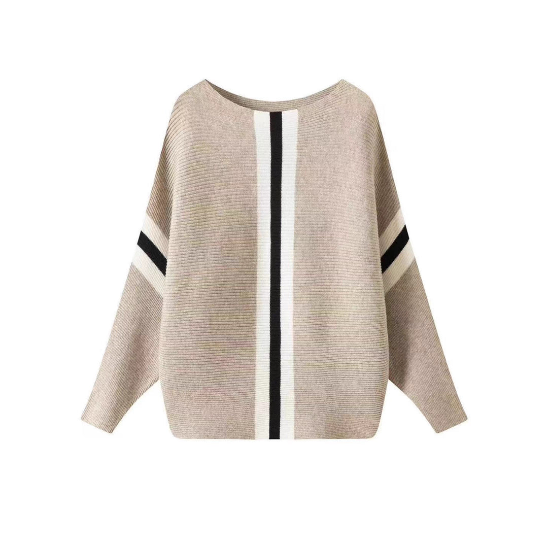 Damen Grobstrickpullover mit modernen Streifen Heidi-Mode
