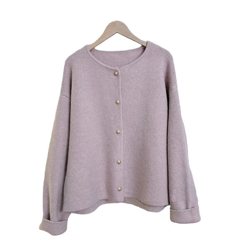 Damen Grobstrickjacke mit eleganter Knopfleiste und lässigem Schnitt Heidi-Mode