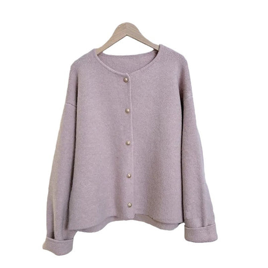 Damen Grobstrickjacke mit eleganter Knopfleiste und lässigem Schnitt Heidi-Mode
