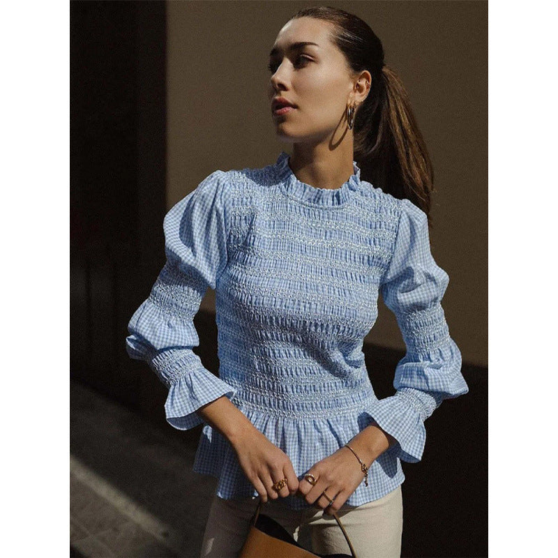 Damen elegante Bluse mit Rüschendetails und Smock-Effekt Heidi-Mode