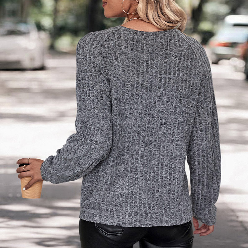 Damen lässiger Pullover mit strukturierter Oberfläche und weitem Schnitt Heidi-Mode