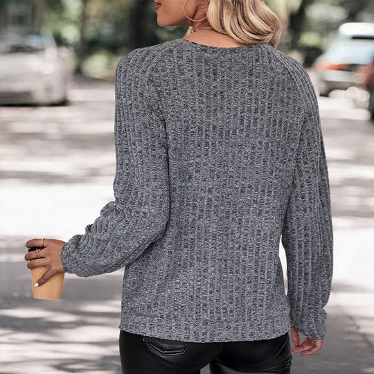 Damen lässiger Pullover mit strukturierter Oberfläche und weitem Schnitt Heidi-Mode